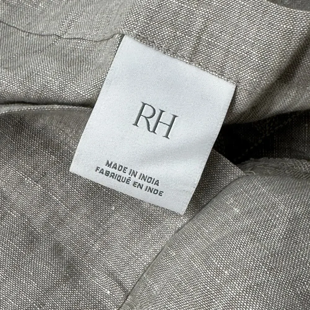 Restoration Hardware Palmette Embroidered Linen Sham King Lounger Fog Mist
